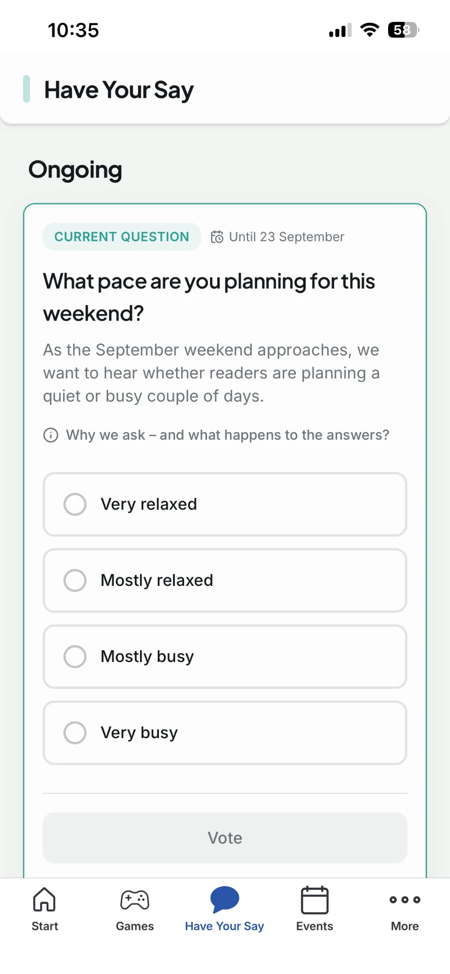 Readers' voice in the app